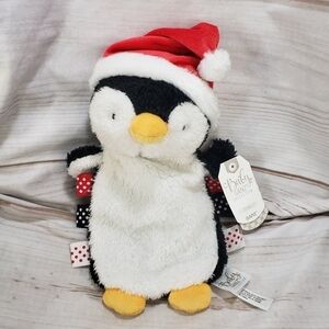 Baby Ganz Christmas Penguin Lovey Plush Toy Crinkle Ribbon Tag Sides Wuzzies 10"